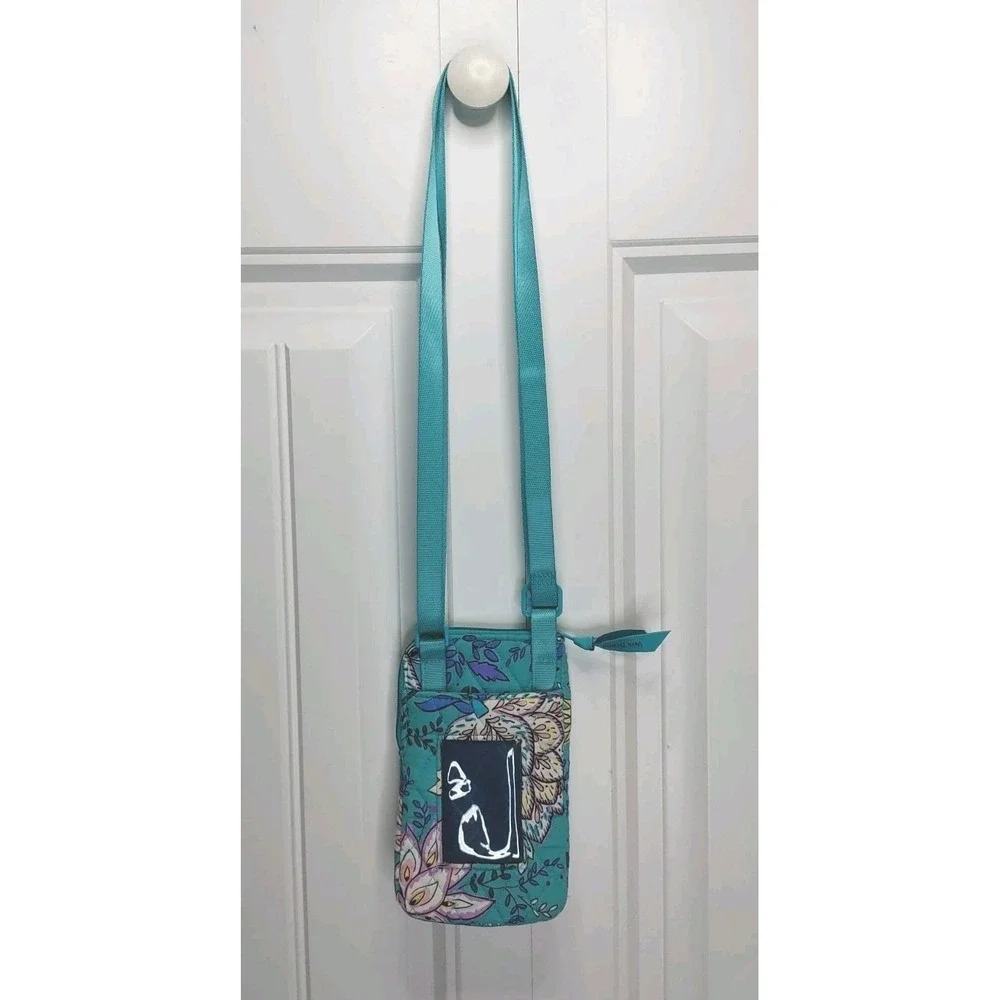 Vera Bradley Cell Phone Crossbody Purse Wallet Peacock Garden RFID Protected - Picture 2 of 5